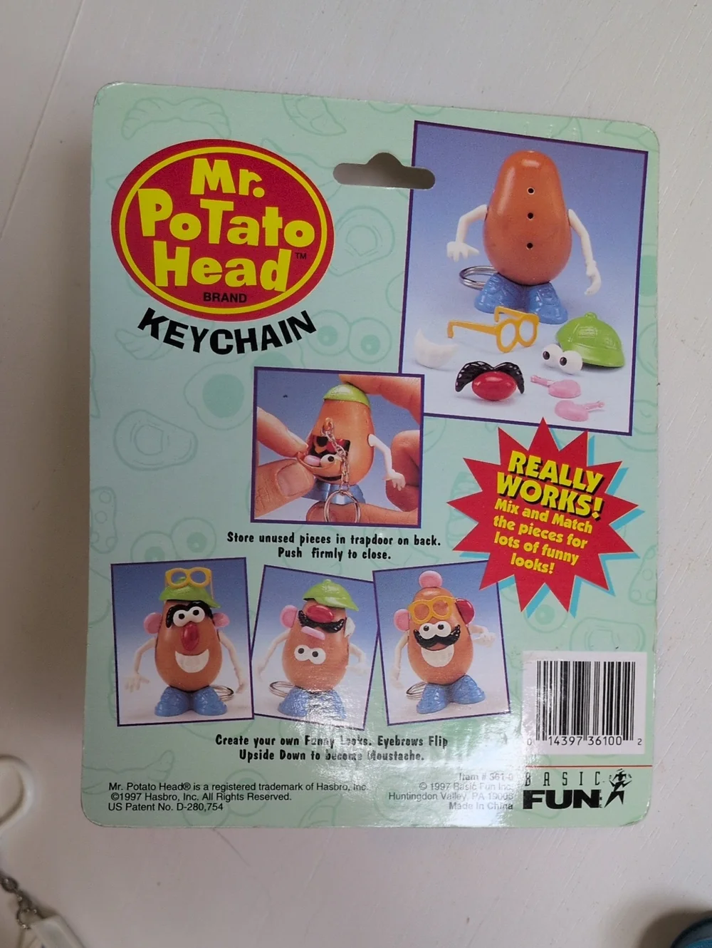 Vintage Keychains - Basic Fun, Barrel Of Monkeys, Mouse Trap, Mr. Potato Head